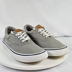 Sperry Striper II CVO Grey Canvas Low Top Sneakers STS22045 Womens 7 Mens 5.5